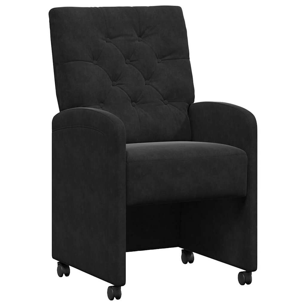 Eetstoelen met wielen, Zwart Fluweel (2 stuks) - 35% Korting