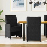 Eetstoelen met wielen, Zwart Fluweel (2 stuks) - 35% Korting