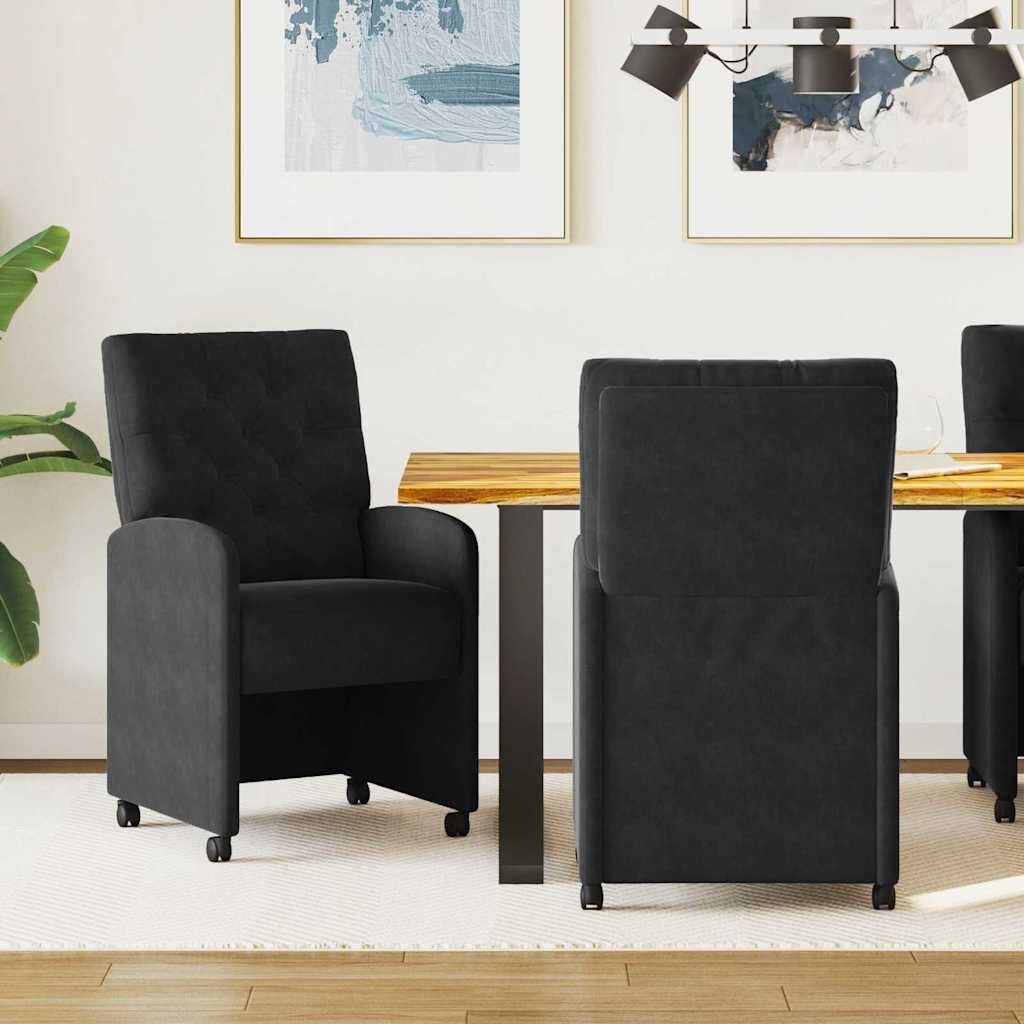Eetstoelen met wielen, Zwart Fluweel (2 stuks) - 35% Korting