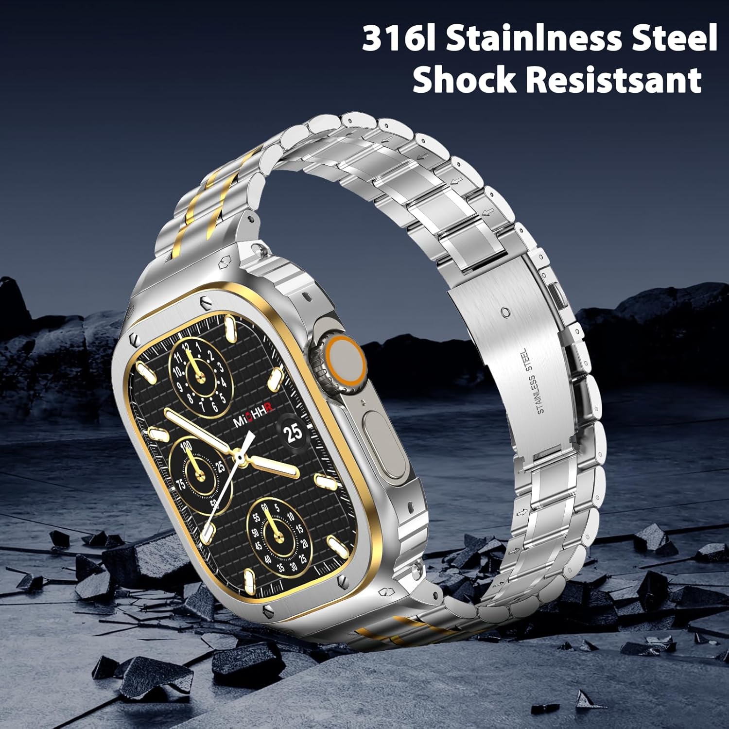 Roestvrij Staal Apple Watch Band met Beschermhoes (29% Korting)