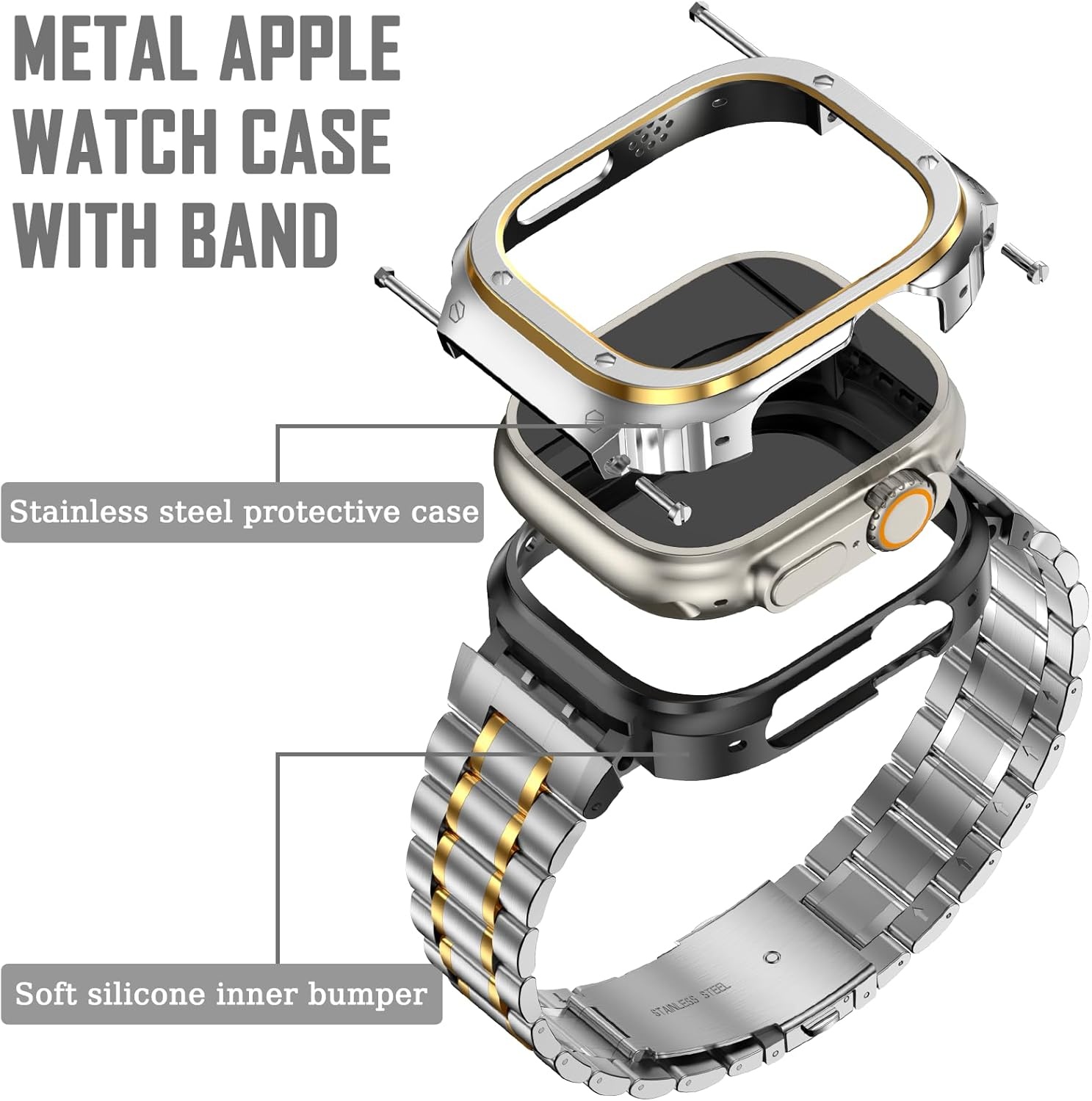 Roestvrij Staal Apple Watch Band met Beschermhoes (29% Korting)