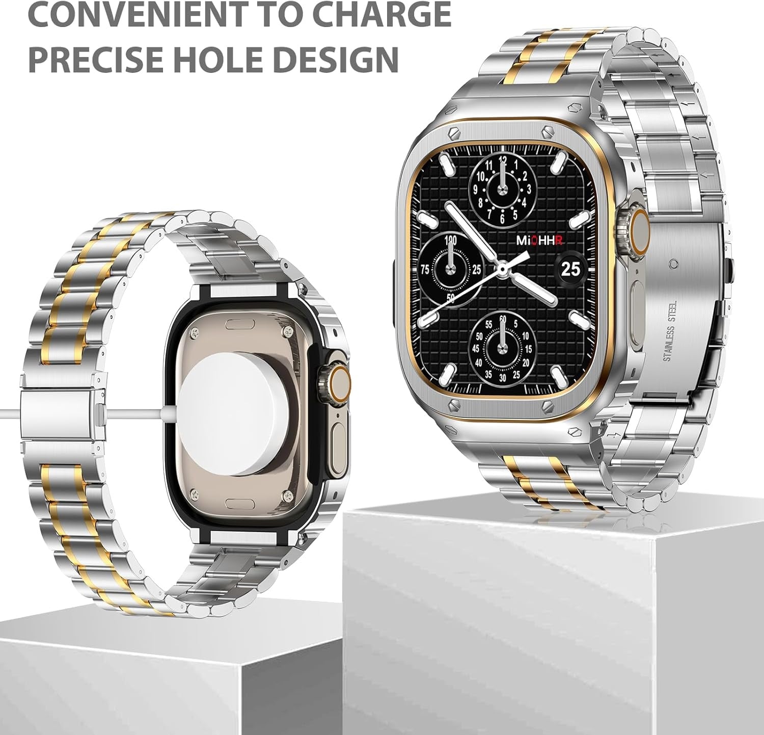 Roestvrij Staal Apple Watch Band met Beschermhoes (29% Korting)