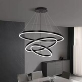 LED Hanglamp 3 Ringen Zwart 78W - Verstelbaar & Dimbaar met Afstandsbediening