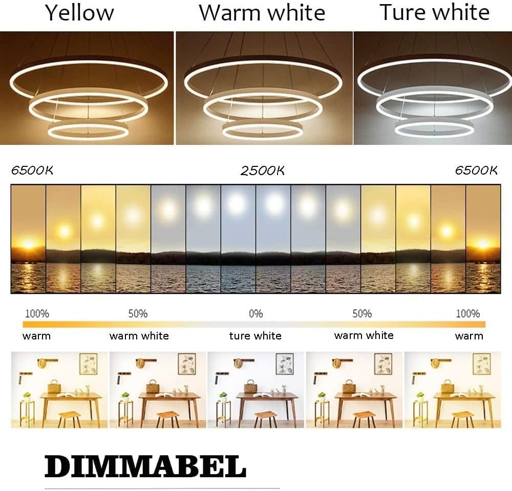 LED Hanglamp 3 Ringen Zwart 78W - Verstelbaar & Dimbaar met Afstandsbediening