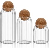 Glazen Potten met Kurk - Set van 3 (500/700 ml) - Keukenopslag