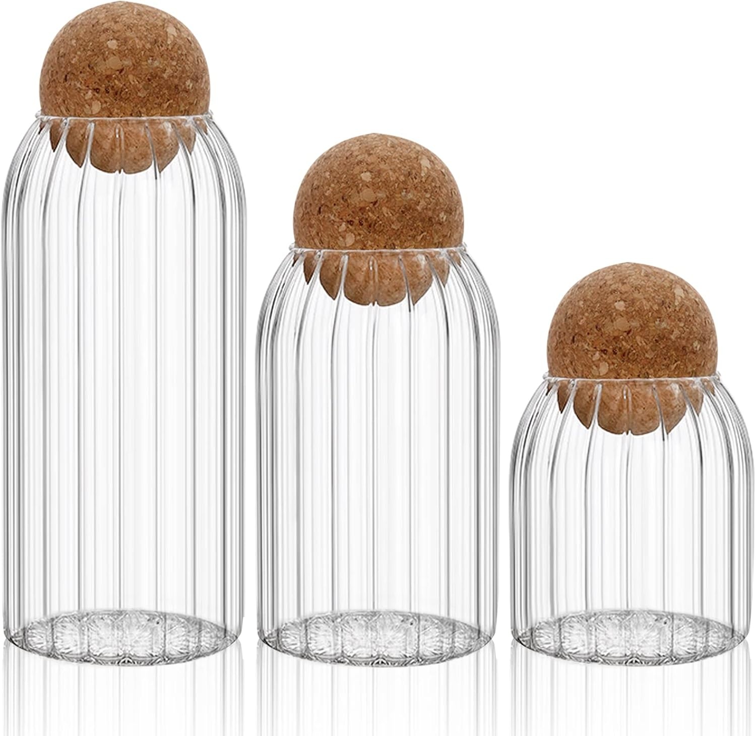 Glazen Potten met Kurk - Set van 3 (500/700 ml) - Keukenopslag