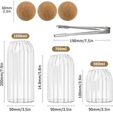 Glazen Potten met Kurk - Set van 3 (500/700 ml) - Keukenopslag