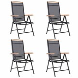 Set van 4 inklapbare tuinstoelen - Zwart Aluminium & Textileen met 35% Korting