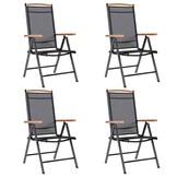 Set van 4 inklapbare tuinstoelen - Zwart Aluminium & Textileen met 35% Korting