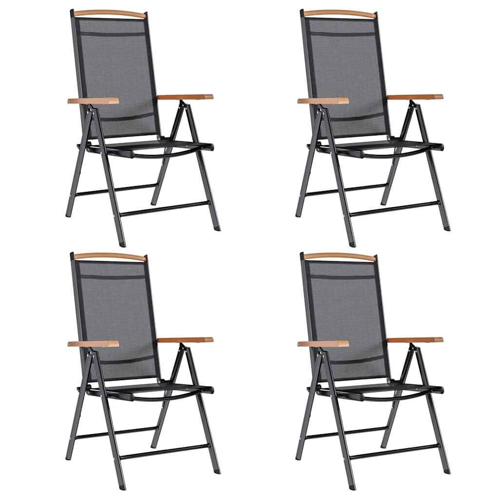Set van 4 inklapbare tuinstoelen - Zwart Aluminium & Textileen met 35% Korting