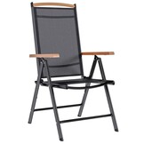 Set van 4 inklapbare tuinstoelen - Zwart Aluminium & Textileen met 35% Korting