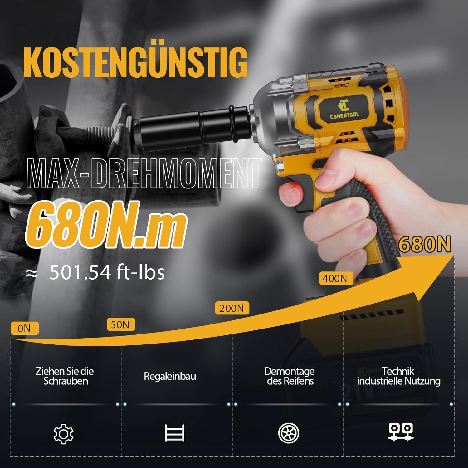 Conentool Accu-slagschroevendraaier 21V 460Nm | 34% Korting