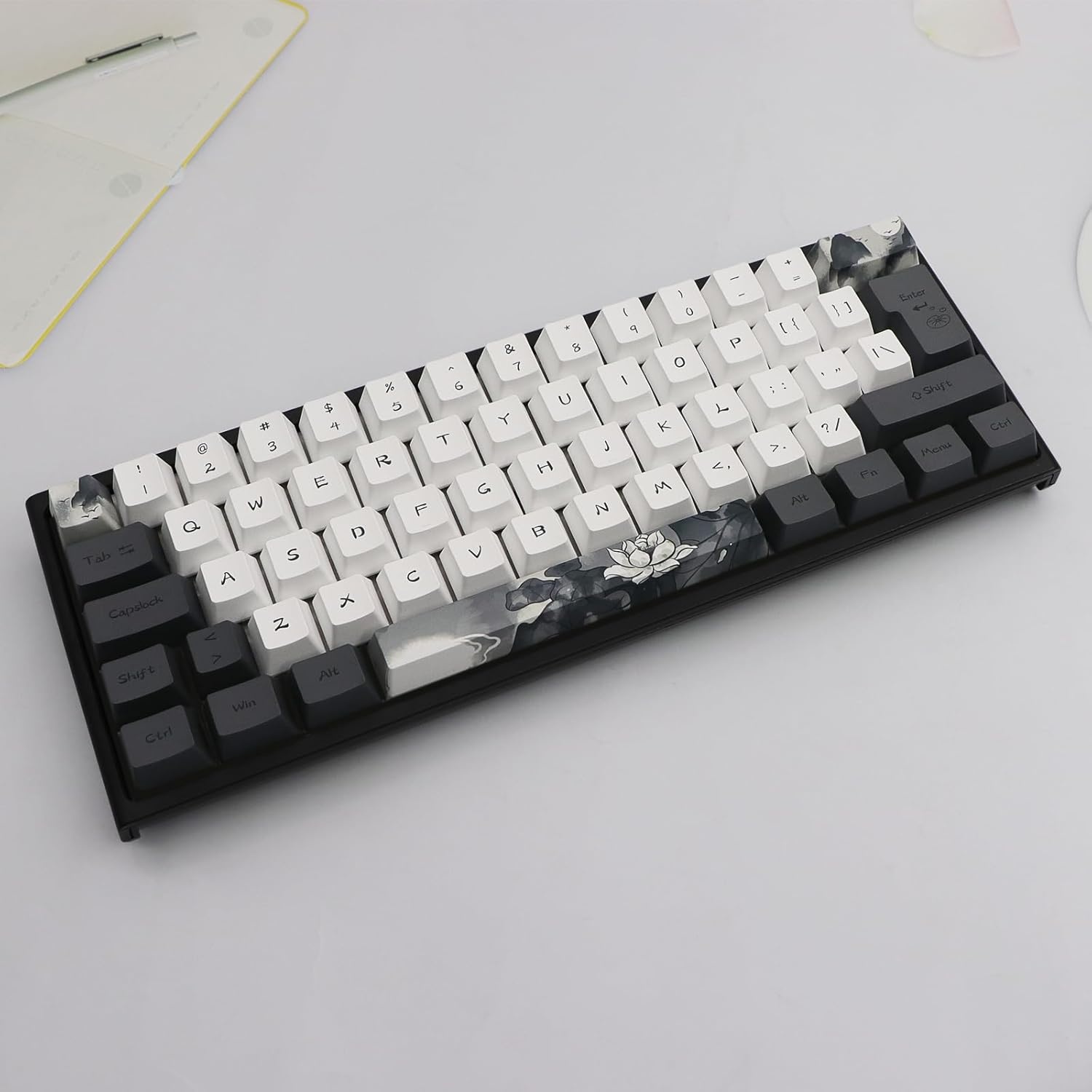 PBT Keycaps Set - 140 Toetsen OEM, Ink Lotus Design, 57% Korting