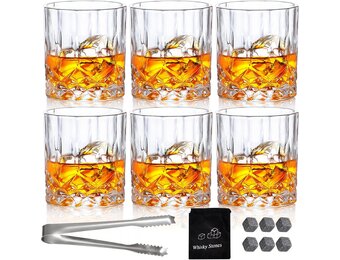 Whiskyglazen Set van 6 Vintage Tumblers 300ml + Accessoires - 28% Korting!