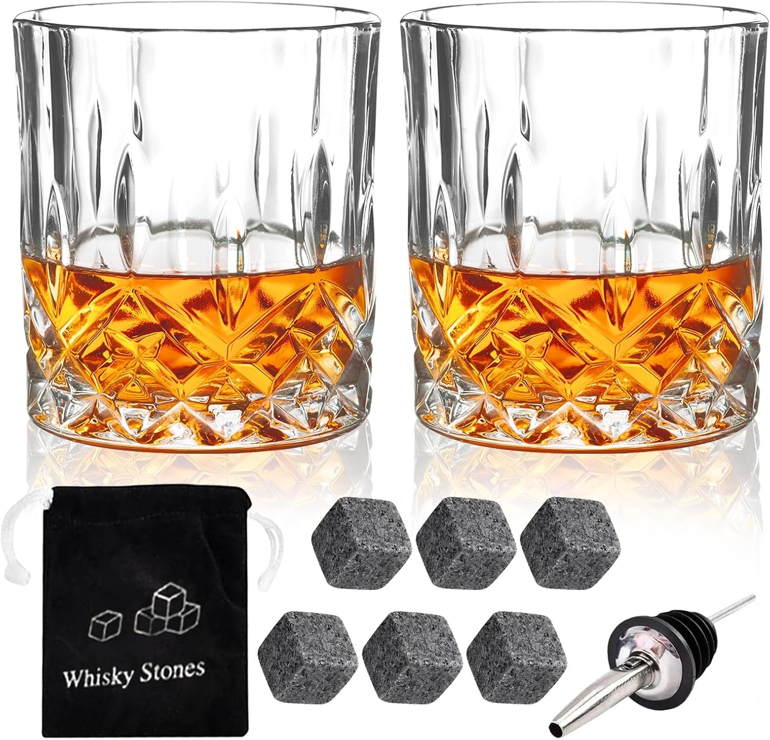 Whiskyglazen Set van 6 Vintage Tumblers 300ml + Accessoires - 28% Korting!
