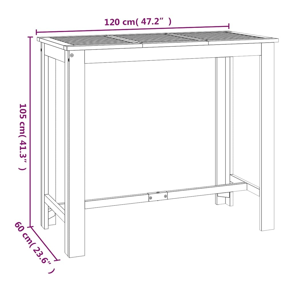 Acaciahouten Bartafel Tuin - 120x60x105 cm - 35% Korting