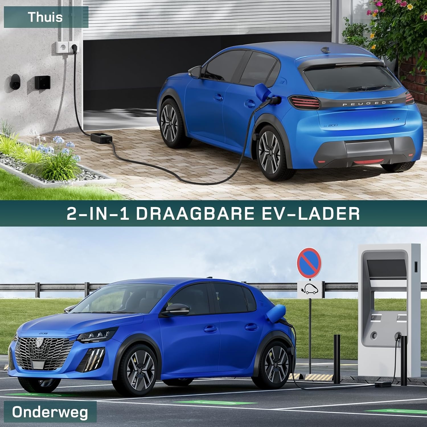 3.7kW Type 2 EV Oplader (12m) met LCD & Wandhouder - 35% Korting!