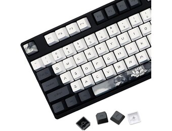 JSJT Ink Lotus PBT Keycaps Set - 140 Toetsen, OEM Profiel (57% Korting!)