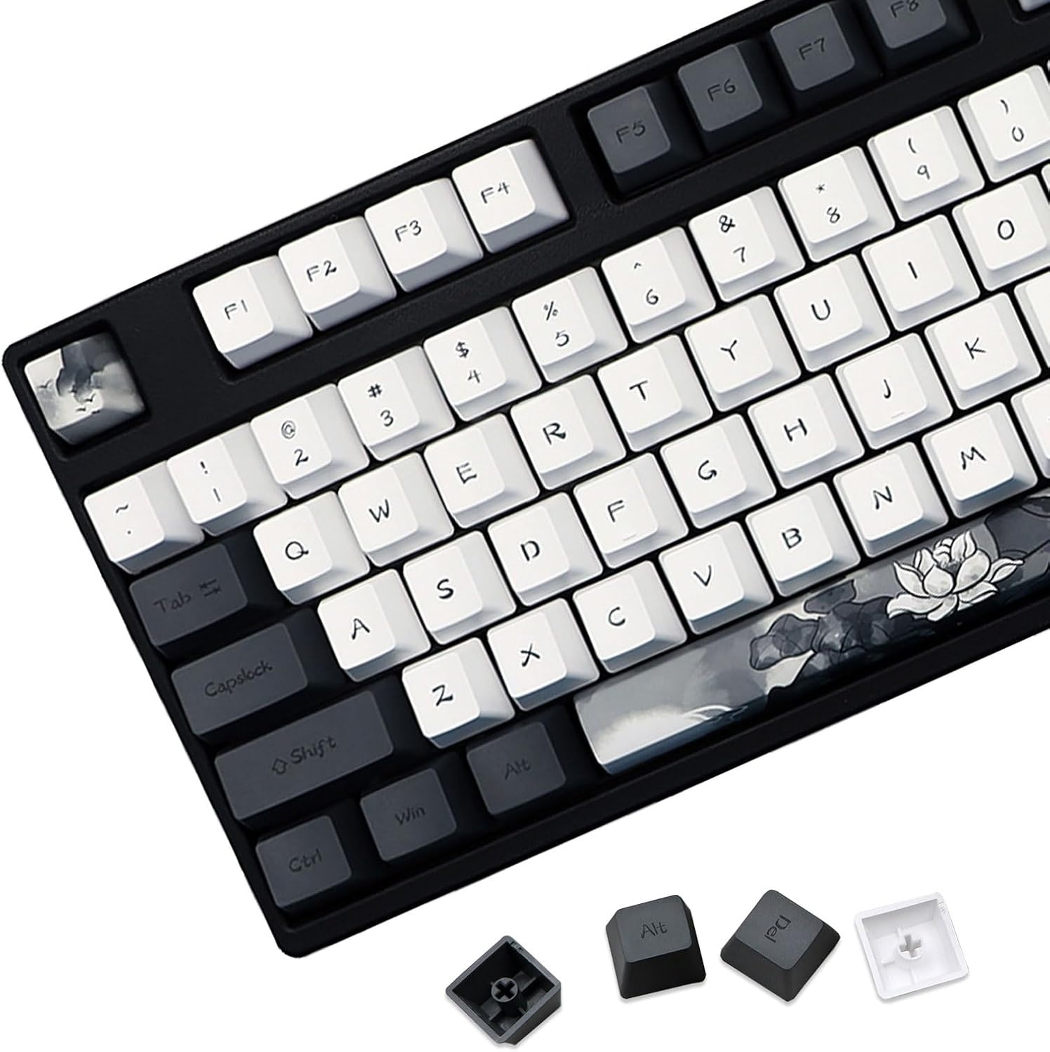 JSJT Ink Lotus PBT Keycaps Set - 140 Toetsen, OEM Profiel (57% Korting!)
