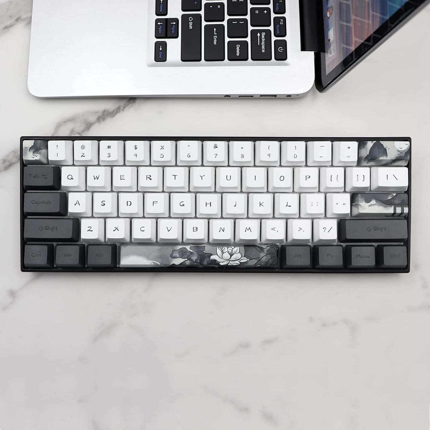 JSJT Ink Lotus PBT Keycaps Set - 140 Toetsen, OEM Profiel (57% Korting!)