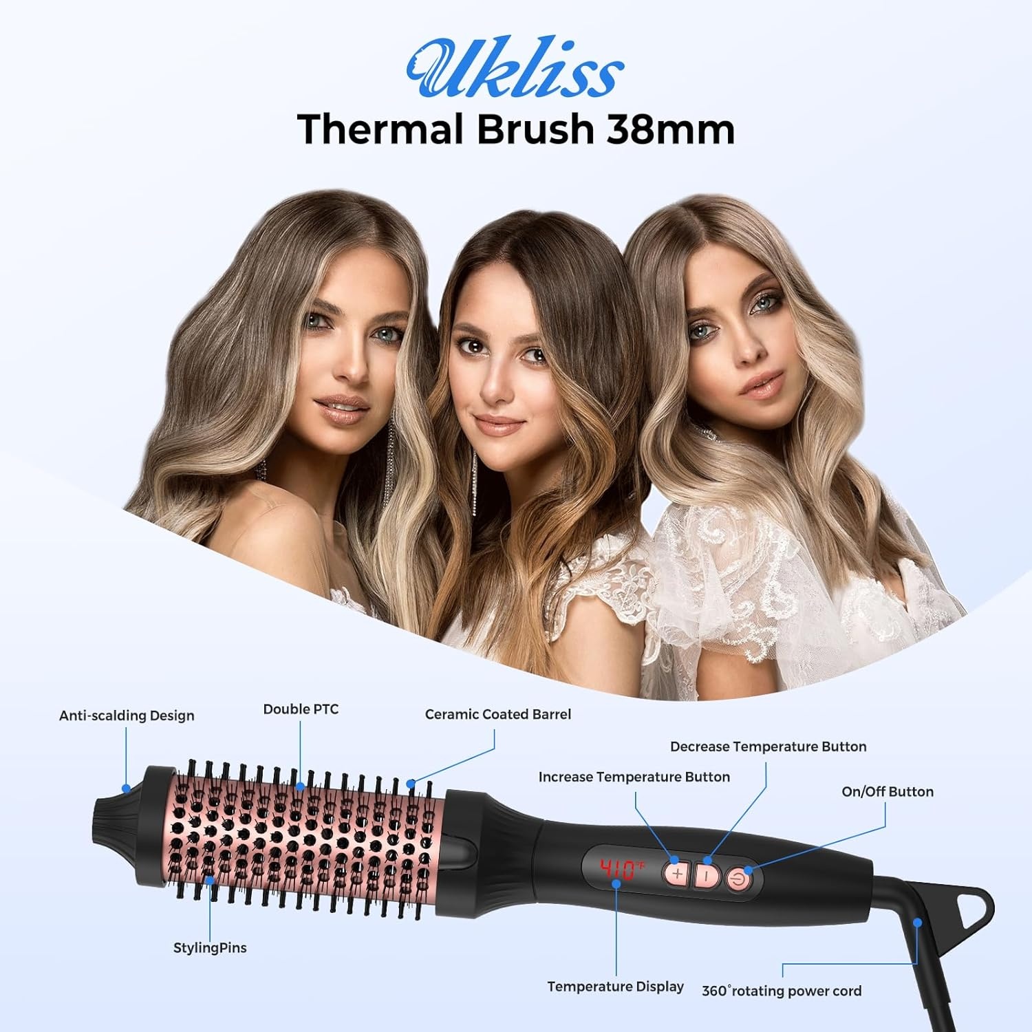 UKLISS Thermische Borstel 38mm Zwart - 33% Korting