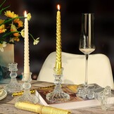 Glazen Kandelaars Set (8 stuks) - Helder & Gestreept - 28% Korting