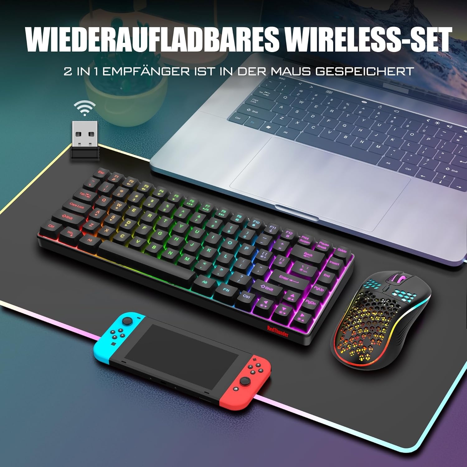 RedThunder K84 QWERTZ Gaming Toetsenbord & Muis Set (29% Korting)