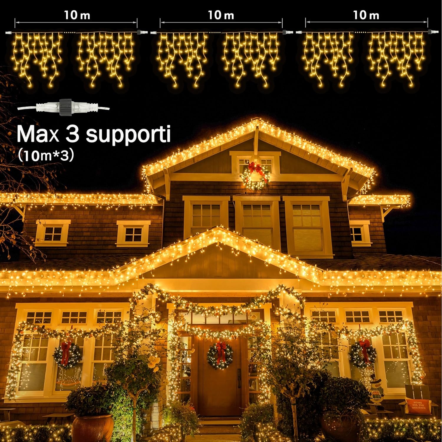 GYLEFY IJsvormige Lichtslinger Buiten - 10m, 400 LED, Warm Wit, 8 Modi - 33% Korting!