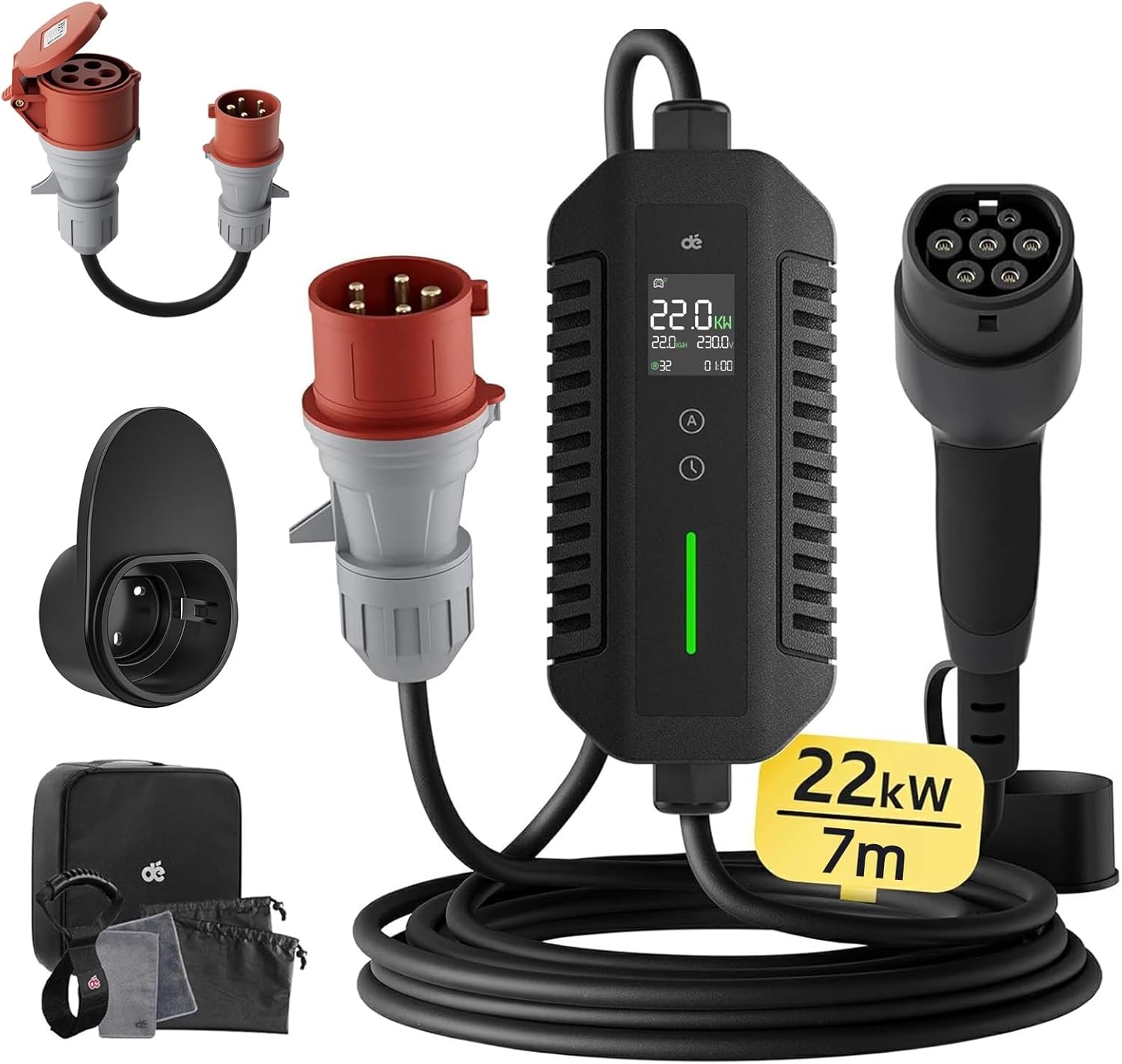 Mobiele EV Oplader 22kW Type 2 (7m) - 35% Korting!