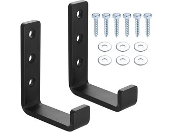 2x Zware Wandhaken J-vorm Zwart 70kg Capaciteit - Nu 25% Korting!