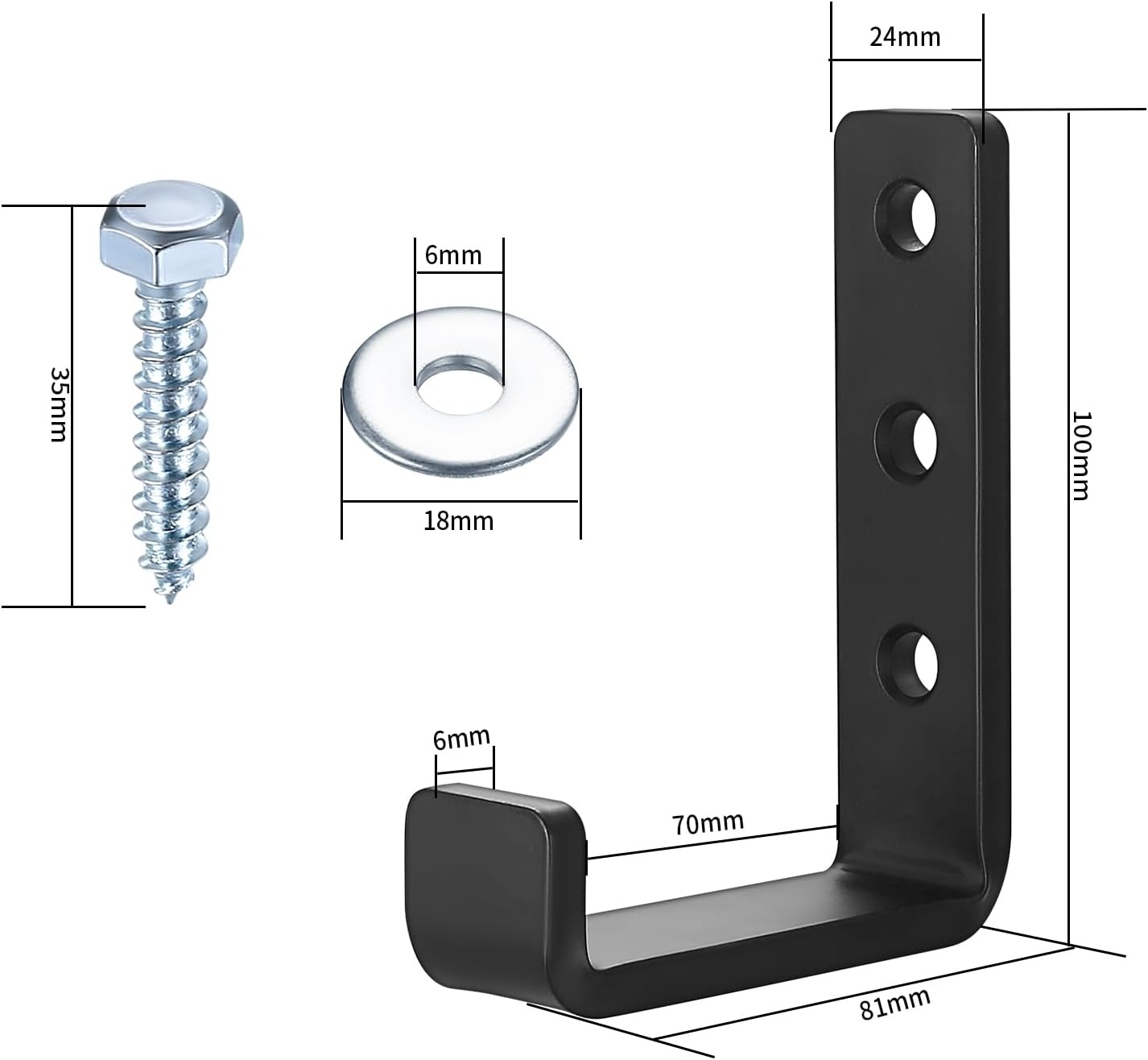 2x Zware Wandhaken J-vorm Zwart 70kg Capaciteit - Nu 25% Korting!