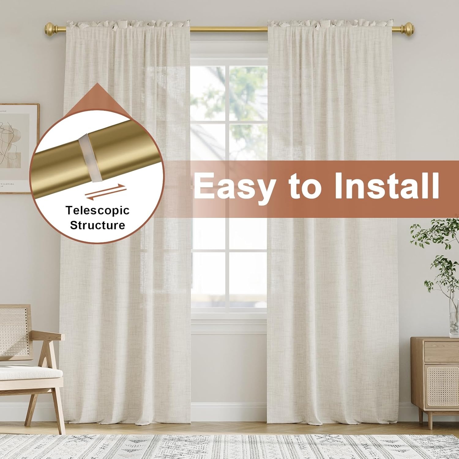 2x BellaHills Gordijnstang Goud 76-269cm - 29% Korting