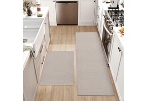2-delige Keukenlopers Set Beige - Antislip & Wasbaar (43x75 + 43x200 cm)