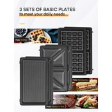 FOHERE Contactgrill 6-in-1 - 750W, 6 Platen - Zwart (34% Korting)