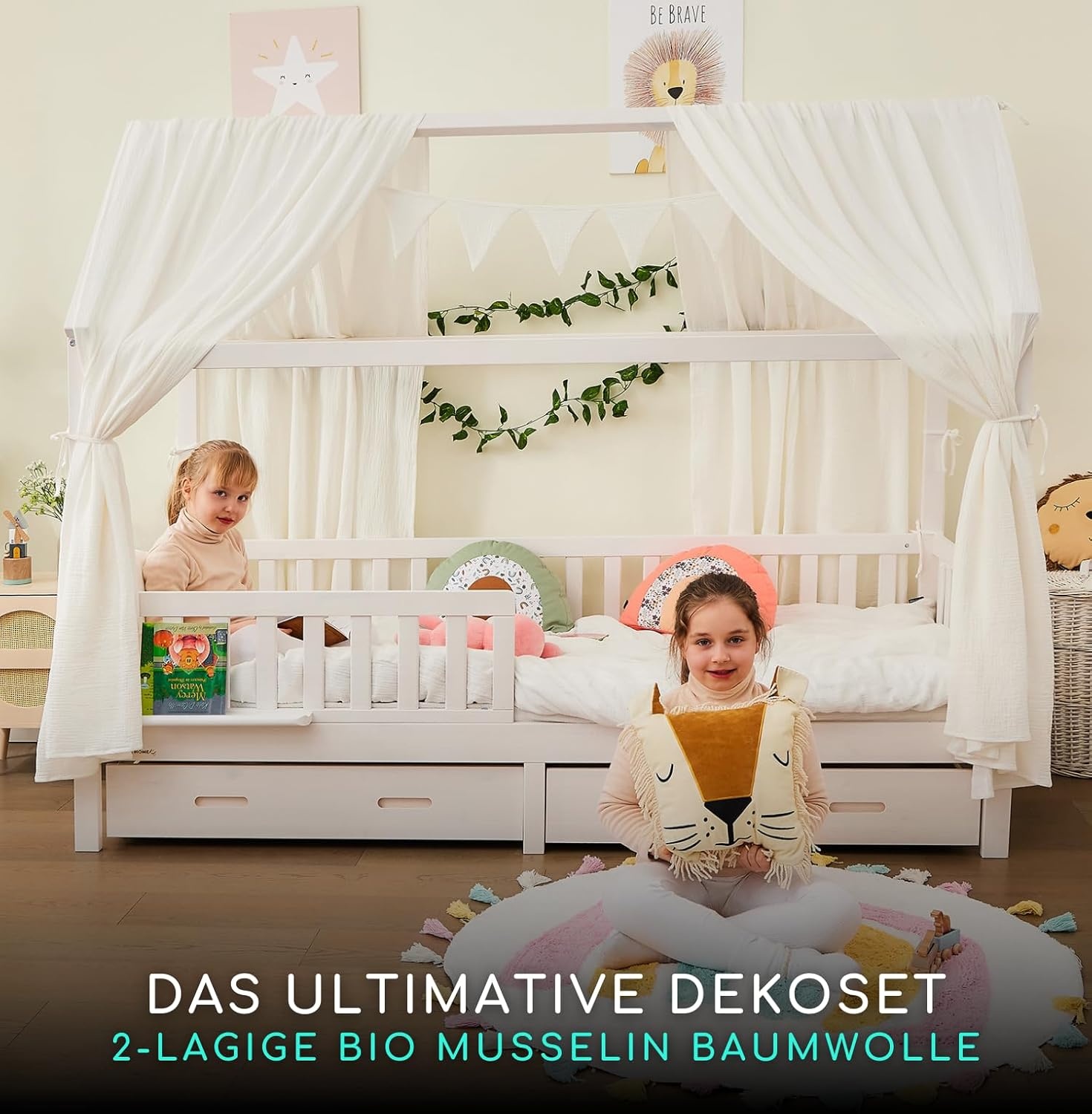3-delige Bedhemel Set Wit - GOTS Biologisch Katoen - 34% Korting