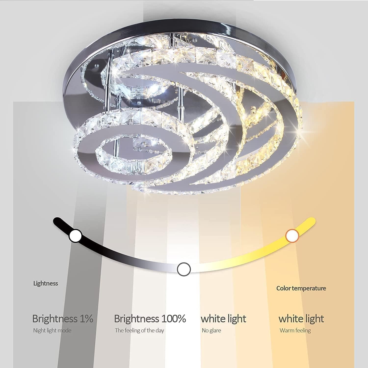 Moderne Kristallen Maan Plafondlamp LED Dimbare Zilver 40cm (34% Korting)