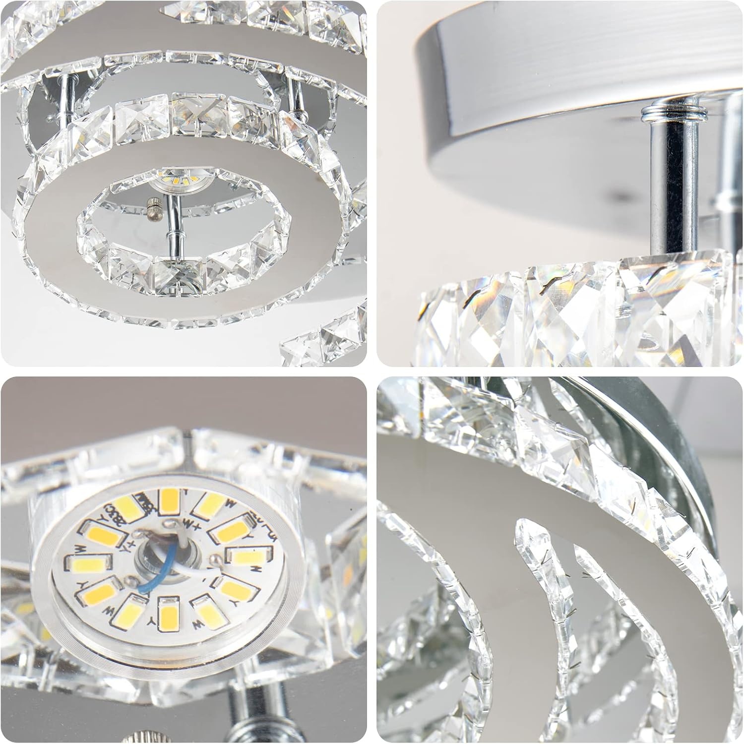 Moderne Kristallen Maan Plafondlamp LED Dimbare Zilver 40cm (34% Korting)