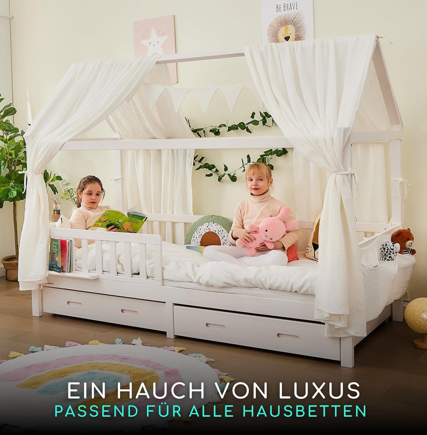 3-delige Bedhemel Set Wit - GOTS Biologisch Katoen - 34% Korting