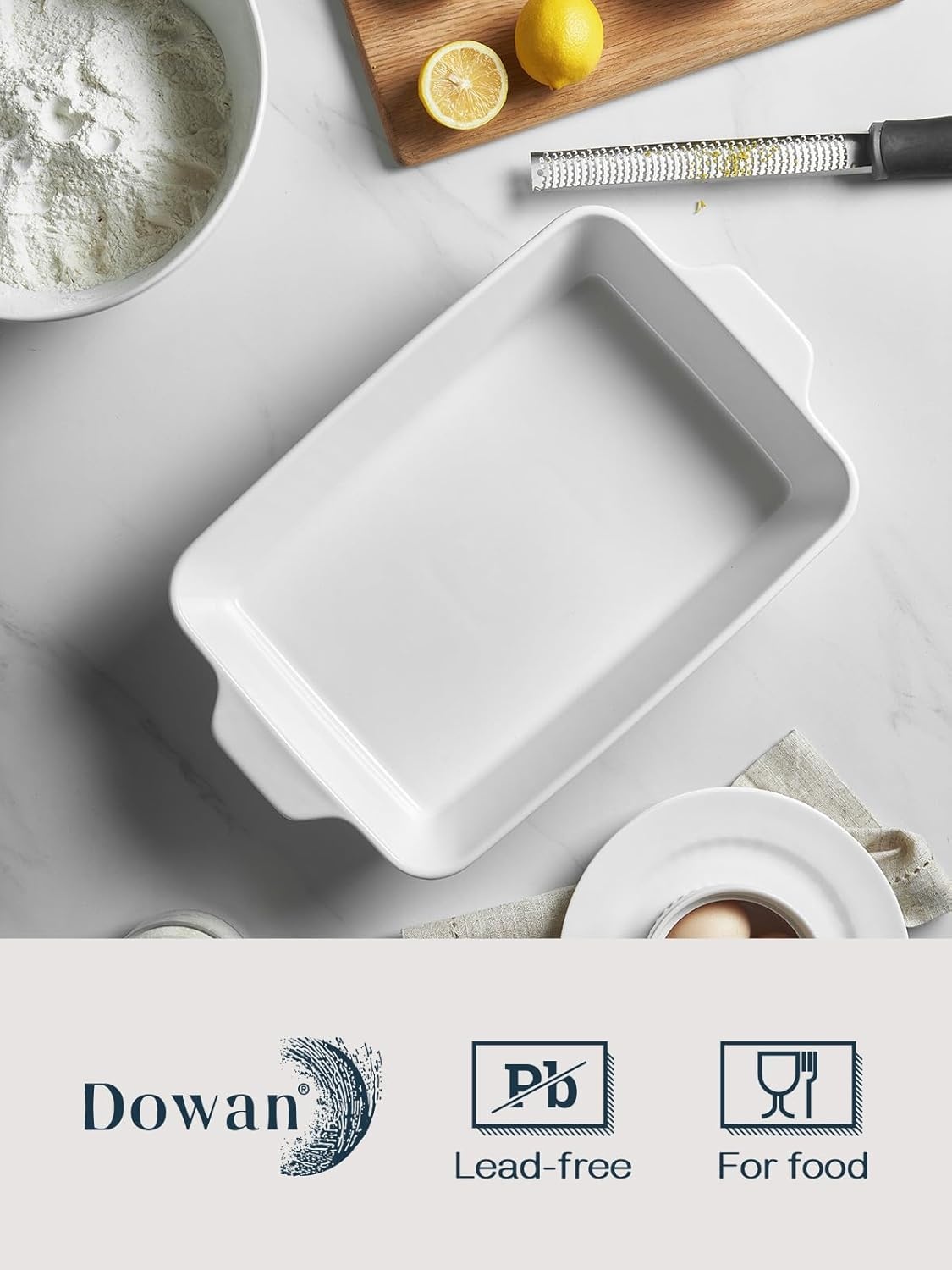 DOWAN Keramische Ovenschaal Wit 22x33cm met 29% Korting