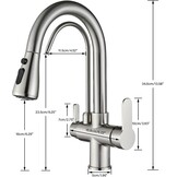 3-weg Keukenkraan Omosis Filter | Geborsteld Nikkel | 34% Korting