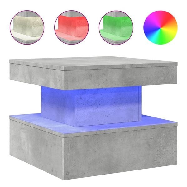 Salontafel met LED-verlichting - Betongrijs - 34% Korting
