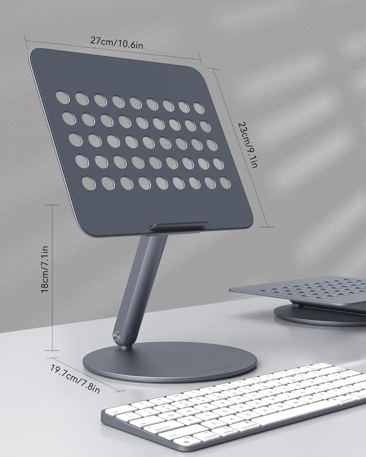 LULULOOK Laptopstandaard Grijs - 360° Draaibaar & Verstelbaar