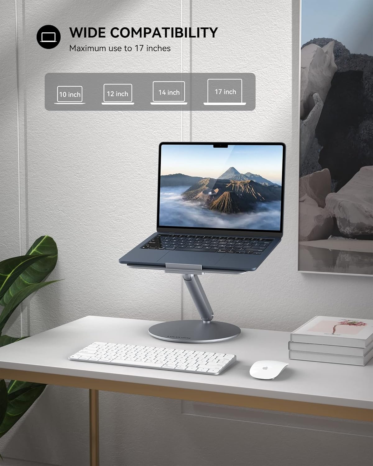 LULULOOK Laptopstandaard Grijs - 360° Draaibaar & Verstelbaar