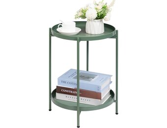 Grasgroene Ronde Bijzettafel Metaal - 33% Korting!