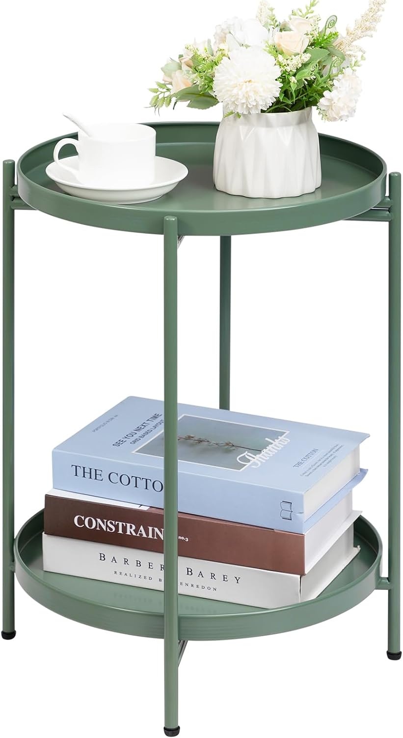 Grasgroene Ronde Bijzettafel Metaal - 33% Korting!