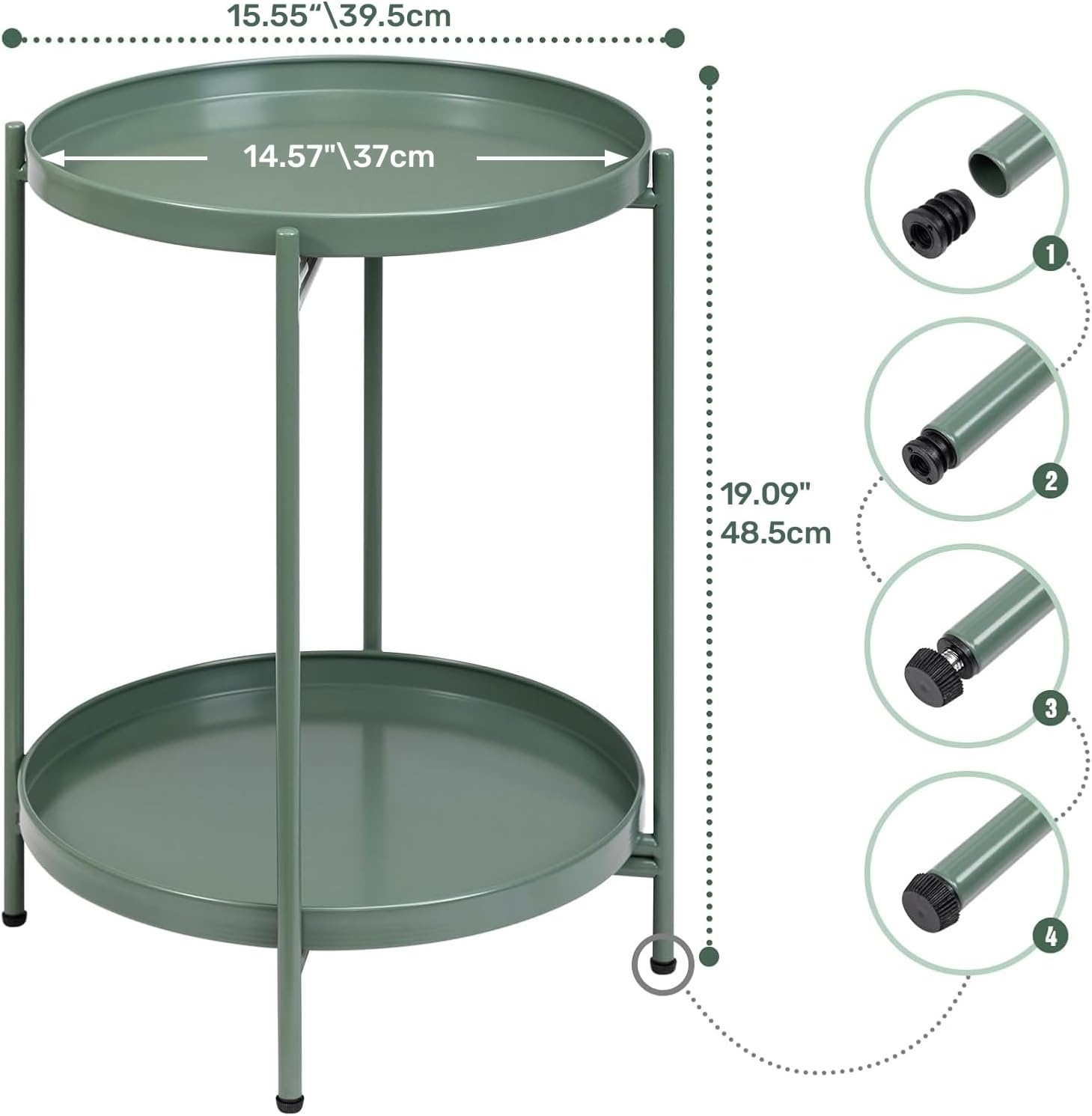 Grasgroene Ronde Bijzettafel Metaal - 33% Korting!