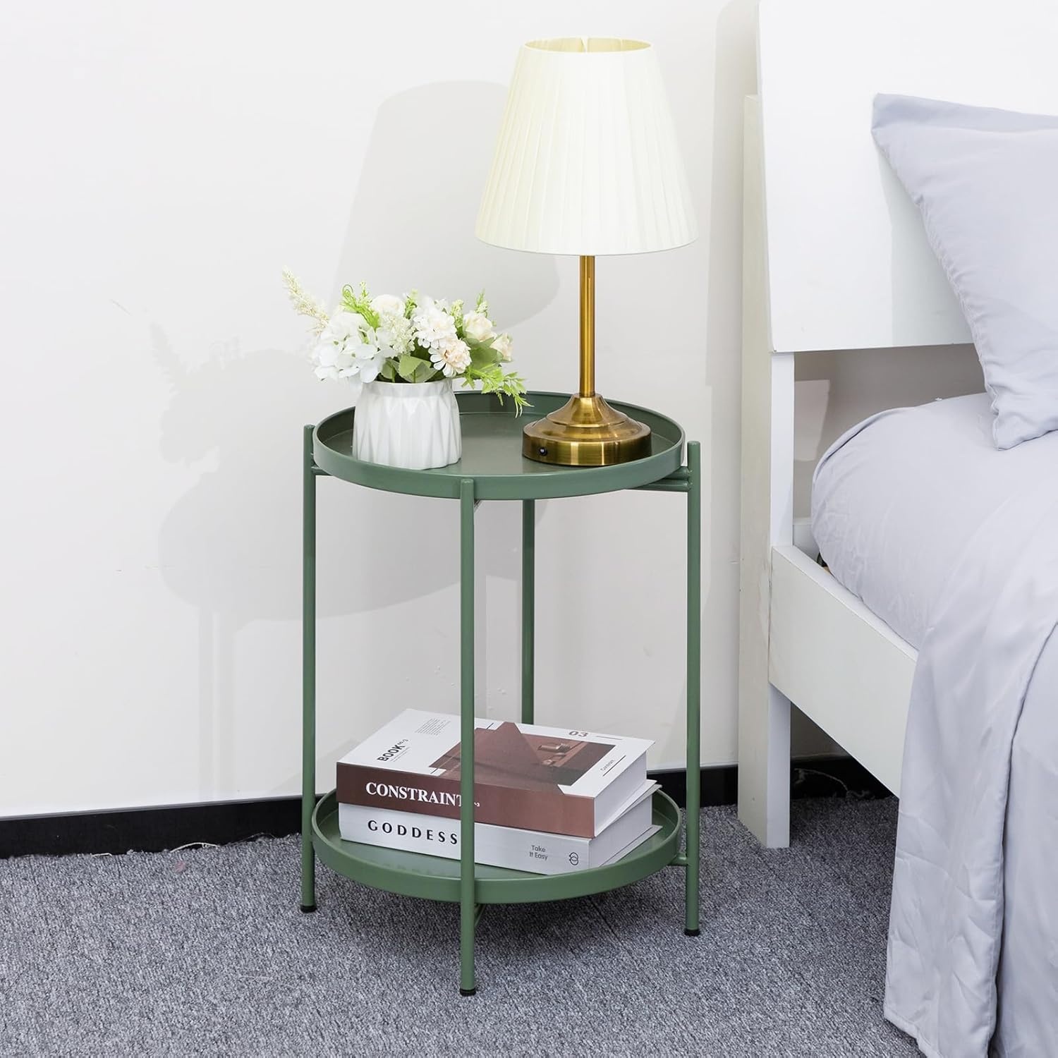 Grasgroene Ronde Bijzettafel Metaal - 33% Korting!