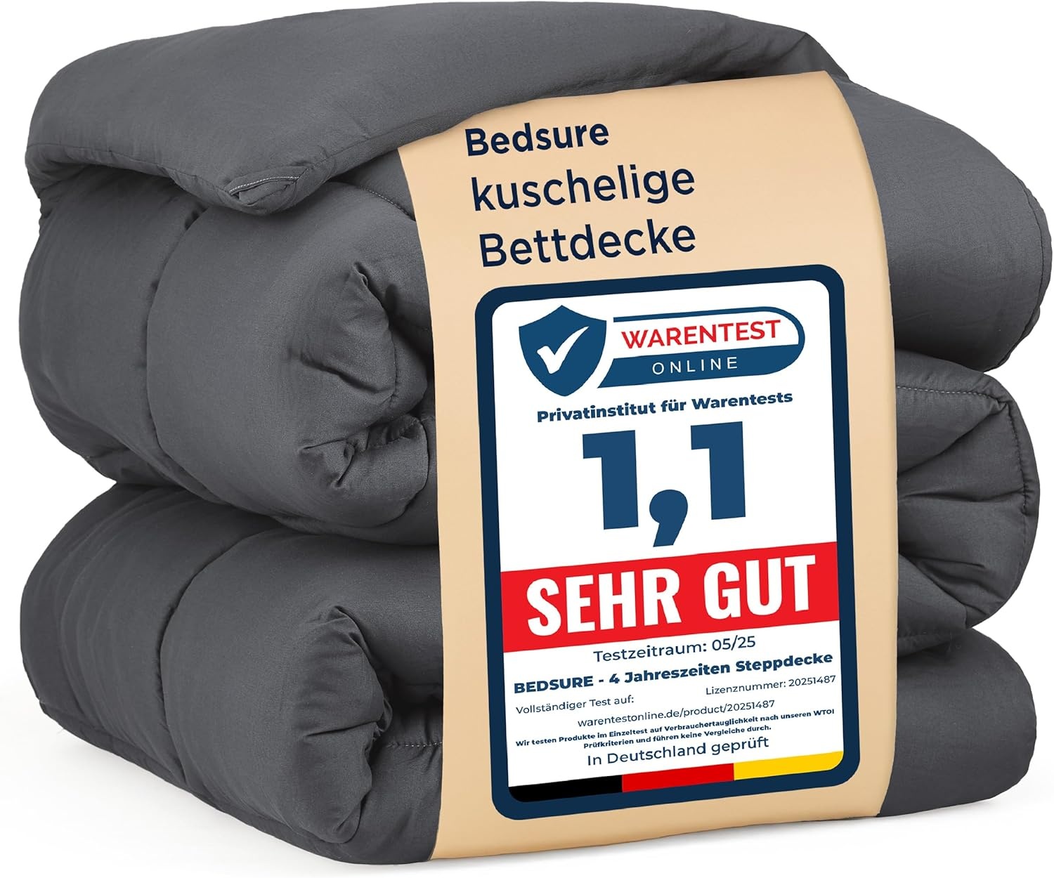 Bedsure Vier Seizoenen Dekbed 155x220cm Grijs - 33% Korting