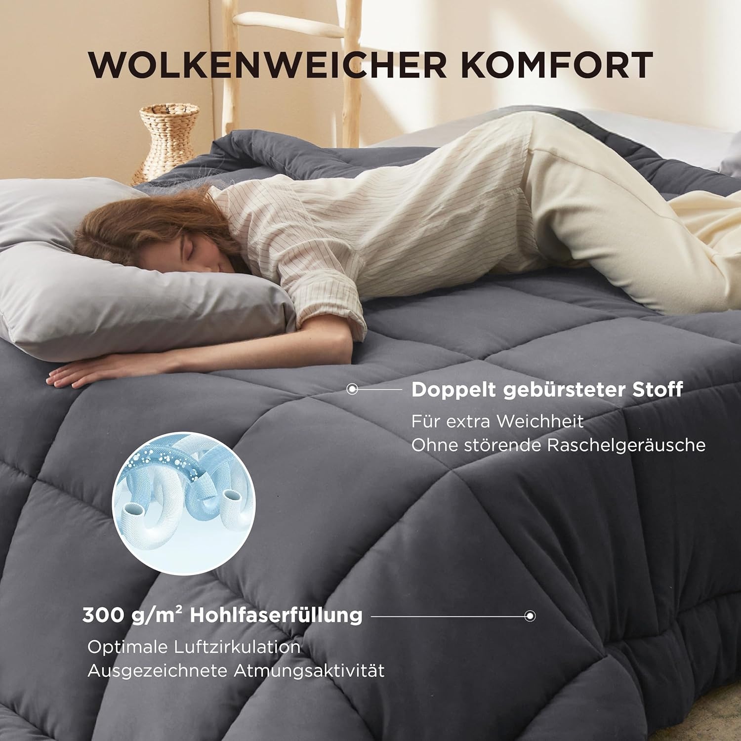 Bedsure Vier Seizoenen Dekbed 155x220cm Grijs - 33% Korting