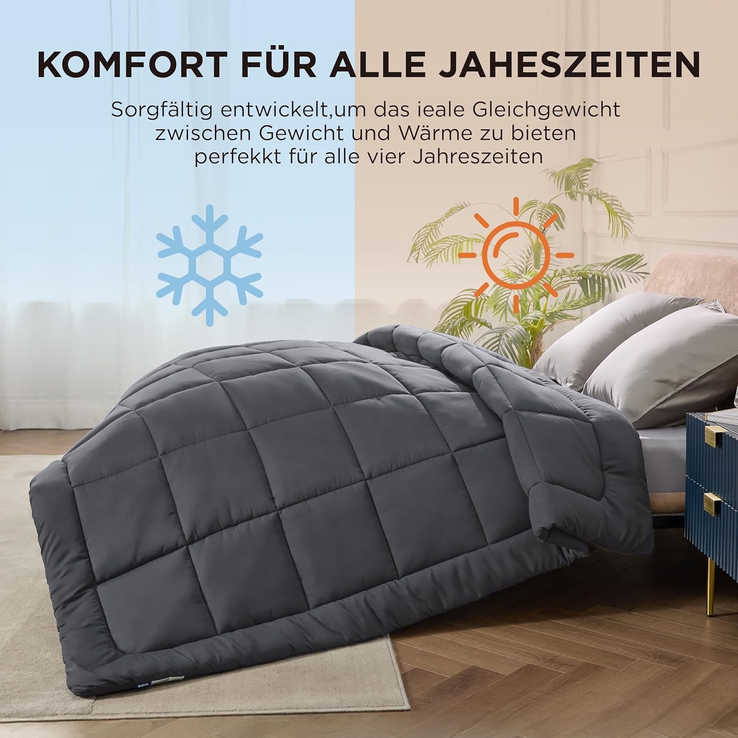 Bedsure Vier Seizoenen Dekbed 155x220cm Grijs - 33% Korting